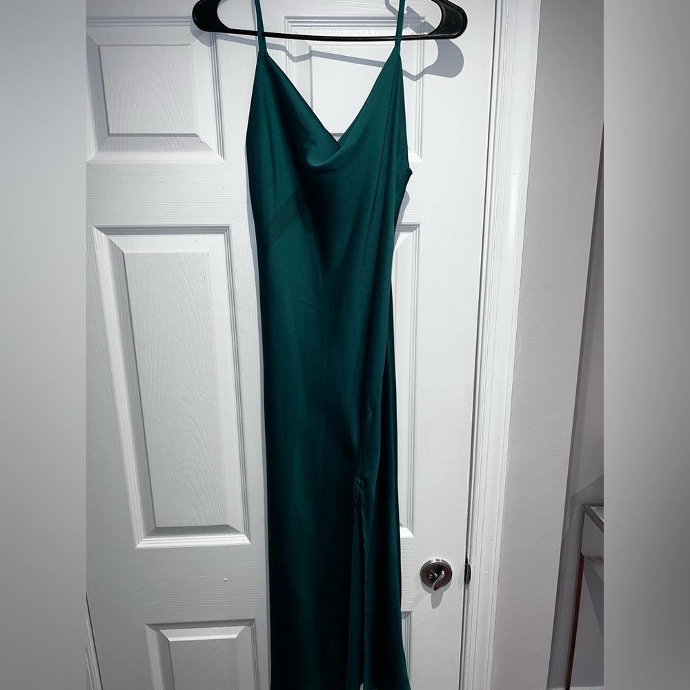 Paper Heart Satin slip dress with slit xs